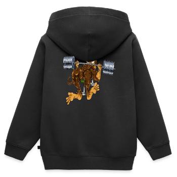 Monkey bench press - Kids Premium Organic Zip-up Hoodie - black - Back - AI Model Kid Male (0cm)