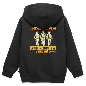 Jugendfeuerwehr Die Zukunft Sind Wir - Kinder Premium Organic Zip Hoodie - Schwarz - Hinten - AI Model Kid Male (0cm)
