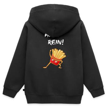 Hau rein! - Kinder Premium Organic Zip Hoodie - Schwarz - Hinten - AI Model Kid Male (0cm)