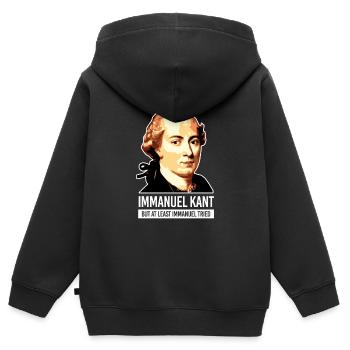 Immanuel Kant Tried Philosoph Dozent - Kinder Premium Organic Zip Hoodie - Schwarz - Hinten - AI Model Kid Male (0cm)