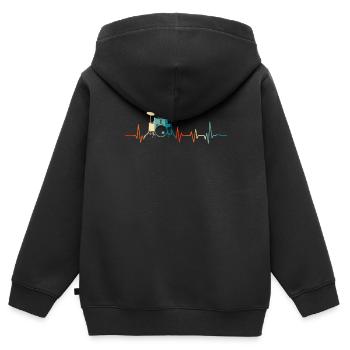 Schlagzeug Herzschlag - Kinder Premium Organic Zip Hoodie - Schwarz - Hinten - AI Model Kid Male (0cm)