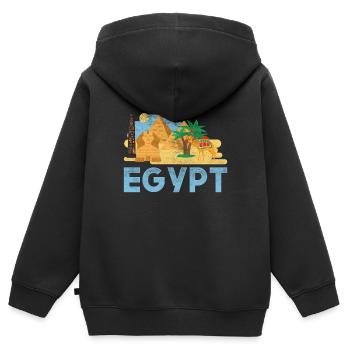 Egypte - Sweat Premium à capuche zippé enfant bio - noir - Dos - AI Model Kid Male (0cm)