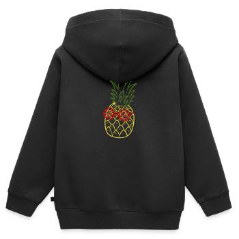 Ananas - Kinder Premium Organic Zip Hoodie - Schwarz - Hinten - AI Model Kid Male (0cm)
