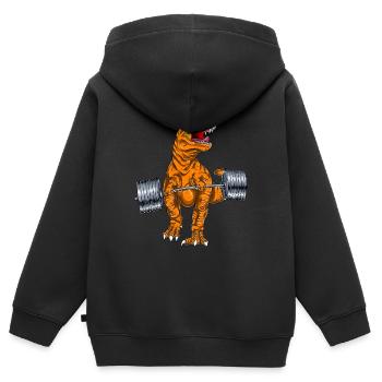 Evil Tyrannosaurus Deadlift - Kids Premium Organic Zip-up Hoodie - black - Back - AI Model Kid Male (0cm)