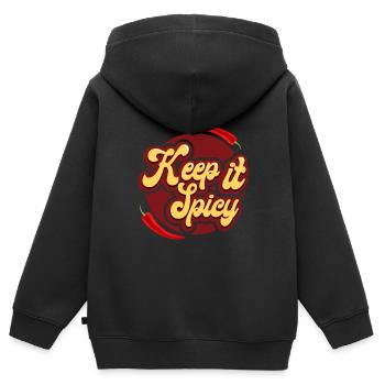 Cuisson du piment - Sweat Premium à capuche zippé enfant bio - noir - Dos - AI Model Kid Male (0cm)