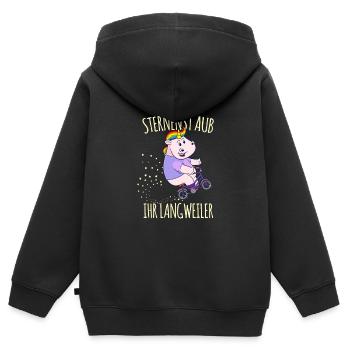 Fresst Meinen Sternenstaub Ihr Langweiler - Kinder Premium Organic Zip Hoodie - Schwarz - Hinten - AI Model Kid Male (0cm)
