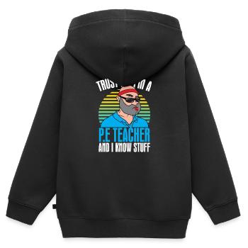 Education physique Professeur Education physique - Sweat Premium à capuche zippé enfant bio - noir - Dos - AI Model Kid Male (0cm)