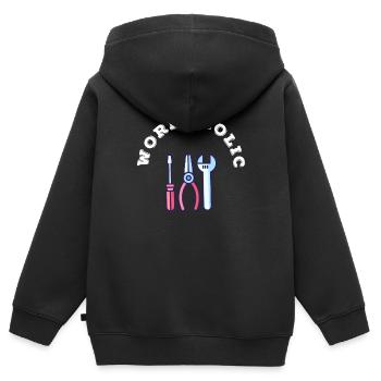 Ich bin Workaholic Geschenkidee Geburtstag - Kinder Premium Organic Zip Hoodie - Schwarz - Hinten - AI Model Kid Male (0cm)