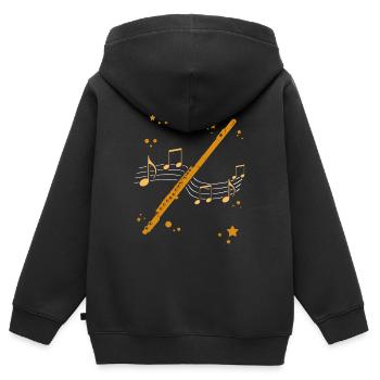 clarinette - Sweat Premium à capuche zippé enfant bio - noir - Dos - AI Model Kid Male (0cm)