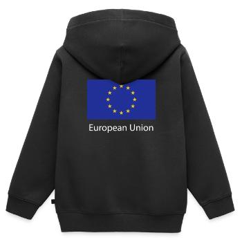 European Union Design Gift Idea - Sweat Premium à capuche zippé enfant bio - noir - Dos - AI Model Kid Male (0cm)