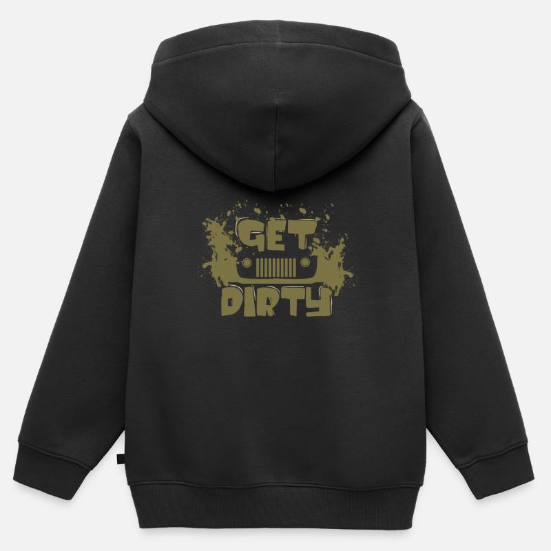 4x4 terrain - Sweat Premium à capuche zippé enfant bio - noir