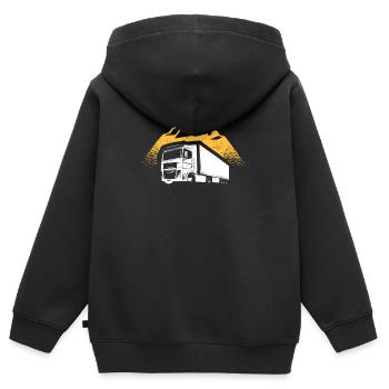LKW - Kinder Premium Organic Zip Hoodie - Schwarz - Hinten - AI Model Kid Male (0cm)