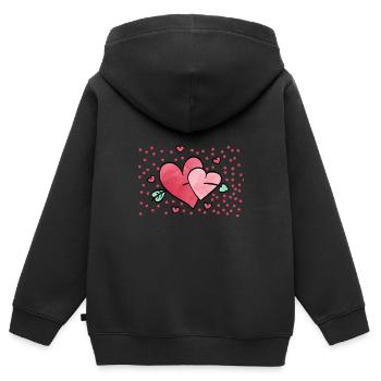 Saint Valentin - Sweat Premium à capuche zippé enfant bio - noir - Dos - AI Model Kid Male (0cm)