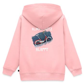 Damit Klimaschutz klappt mit dem Klapprad 20 Zoll. - Kinder Premium Organic Zip Hoodie - Rosa - Hinten - AI Model Kid Female (0cm)