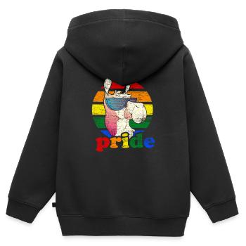 Lama - Kinder Premium Organic Zip Hoodie - Schwarz - Hinten - AI Model Kid Male (0cm)