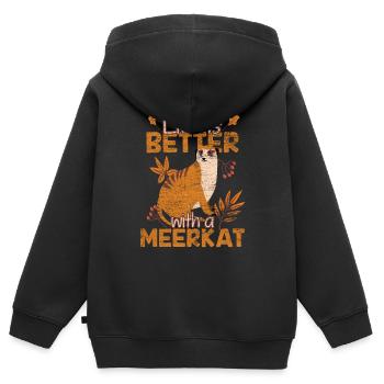 mangouste - Sweat Premium à capuche zippé enfant bio - noir - Dos - AI Model Kid Male (0cm)