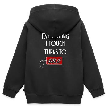 Makler Verkäufer Ich verkaufe alles - Kinder Premium Organic Zip Hoodie - Schwarz - Hinten - AI Model Kid Male (0cm)