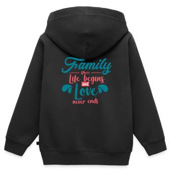 Familie - Kinder Premium Organic Zip Hoodie - Schwarz - Hinten - AI Model Kid Male (0cm)