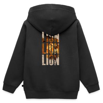 Lion - Sweat Premium à capuche zippé enfant bio - noir - Dos - AI Model Kid Male (0cm)