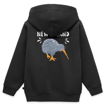 Neuseeland - Kinder Premium Organic Zip Hoodie - Schwarz - Hinten - AI Model Kid Male (0cm)