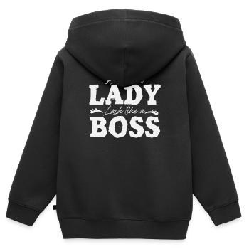 Act like a Lady T shirt - Kinder Premium Organic Zip Hoodie - Schwarz - Hinten - AI Model Kid Male (0cm)