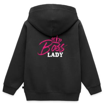 Boss Lady Womens T shirt - Kinder Premium Organic Zip Hoodie - Schwarz - Hinten - AI Model Kid Male (0cm)