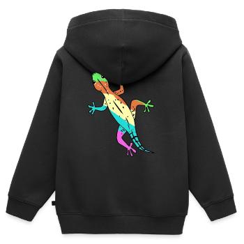Eidechse Gecko Zoologie Wildtiere Lurch Amphibie - Kinder Premium Organic Zip Hoodie - Schwarz - Hinten - AI Model Kid Male (0cm)