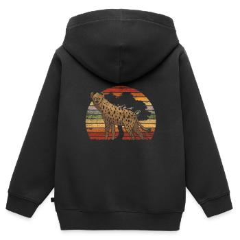Retro hyena animal - Kids Premium Organic Zip-up Hoodie - black - Back - AI Model Kid Male (0cm)