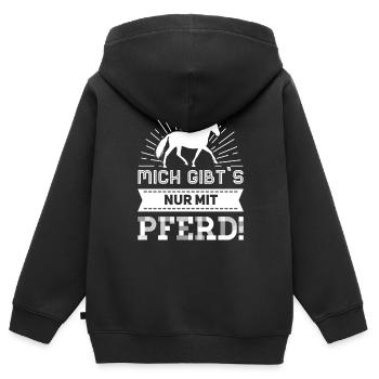 Reiterin Reiter Reitersprüche Nur - Kinder Premium Organic Zip Hoodie - Schwarz - Hinten - AI Model Kid Male (0cm)