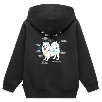 Anatomie Eines Samojede - Kinder Premium Organic Zip Hoodie - Schwarz - Hinten - AI Model Kid Male (0cm)