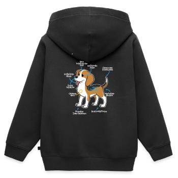 Anatomie Eines Beagle - Kinder Premium Organic Zip Hoodie - Schwarz - Hinten - AI Model Kid Male (0cm)