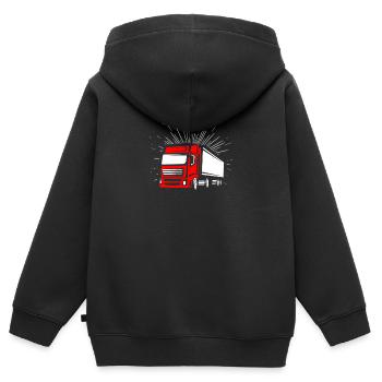 LKW - Kinder Premium Organic Zip Hoodie - Schwarz - Hinten - AI Model Kid Male (0cm)