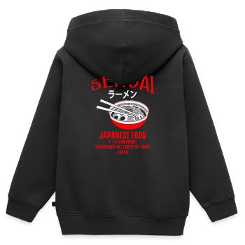 Sendai Japan Ramen - Sweat Premium à capuche zippé enfant bio - noir - Dos - AI Model Kid Male (0cm)