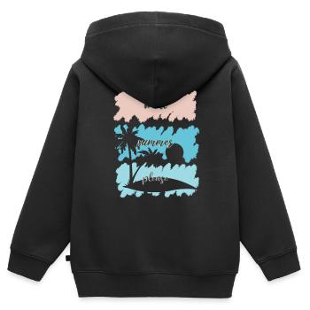 Sommer - Kinder Premium Organic Zip Hoodie - Schwarz - Hinten - AI Model Kid Male (0cm)
