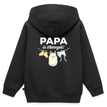 PAPA MACHT DAS schon! GESCHENKIDEE elternzeit - Kinder Premium Organic Zip Hoodie - Schwarz - Hinten - AI Model Kid Male (0cm)