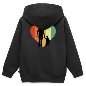 Vintage Dad Heart - Kinder Premium Organic Zip Hoodie - Schwarz - Hinten - AI Model Kid Male (0cm)