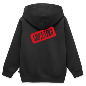 fragile - Sweat Premium à capuche zippé enfant bio - noir - Dos - AI Model Kid Male (0cm)