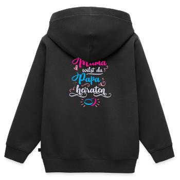 Mama Willst Du Papa Heiraten Kinder Heiratsantrag - Kinder Premium Organic Zip Hoodie - Schwarz - Hinten - AI Model Kid Male (0cm)