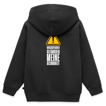 Hausaufgaben gefährden meine Gesundheit - Kinder Premium Organic Zip Hoodie - Schwarz - Hinten - AI Model Kid Male (0cm)