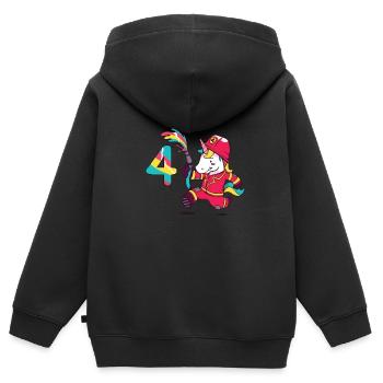 4th birthday children unicorn fire department four years - Kids Premium Organic Zip-up Hoodie - black - Back - AI Model Kid Male (0cm)