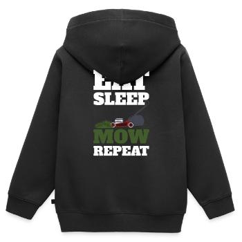 Rasen Mähen Lustig - Kinder Premium Organic Zip Hoodie - Schwarz - Hinten - AI Model Kid Male (0cm)