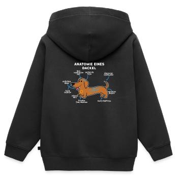 Anatomie Eines Dackel - Kinder Premium Organic Zip Hoodie - Schwarz - Hinten - AI Model Kid Male (0cm)