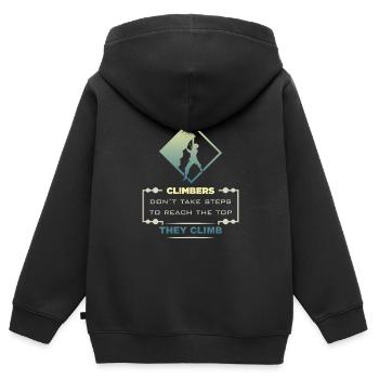 Bouldern - Kinder Premium Organic Zip Hoodie - Schwarz - Hinten - AI Model Kid Male (0cm)