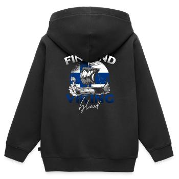 Finland viking country - Kids Premium Organic Zip-up Hoodie - black - Back - AI Model Kid Male (0cm)