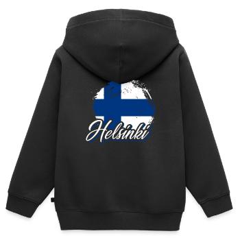 Finlande Helsinki - Sweat Premium à capuche zippé enfant bio - noir - Dos - AI Model Kid Male (0cm)