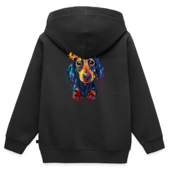 Dackel Geschenk für Dackel Mama - Kinder Premium Organic Zip Hoodie - Schwarz - Hinten - AI Model Kid Male (0cm)