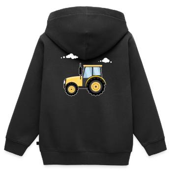 Kindershirt mit Traktor in gelb - Geschenk idee - Kinder Premium Organic Zip Hoodie - Schwarz - Hinten - AI Model Kid Male (0cm)