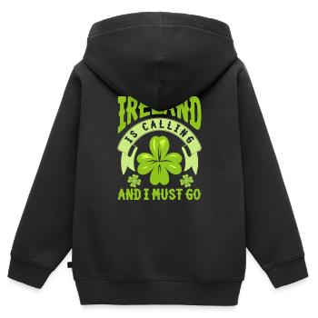 Irlande - Sweat Premium à capuche zippé enfant bio - noir - Dos - AI Model Kid Male (0cm)