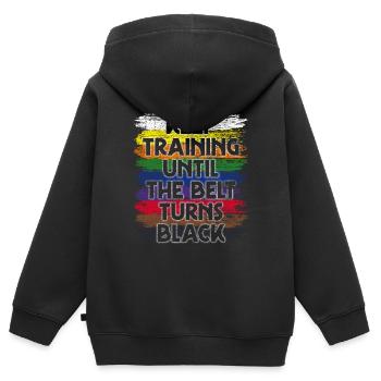 Training Sportler - Kinder Premium Organic Zip Hoodie - Schwarz - Hinten - AI Model Kid Male (0cm)