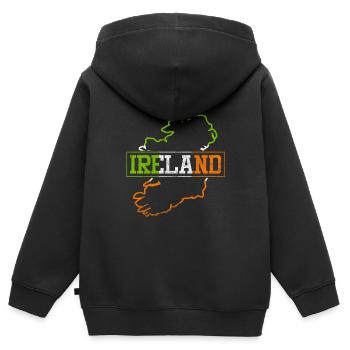 Irlande - Sweat Premium à capuche zippé enfant bio - noir - Dos - AI Model Kid Male (0cm)